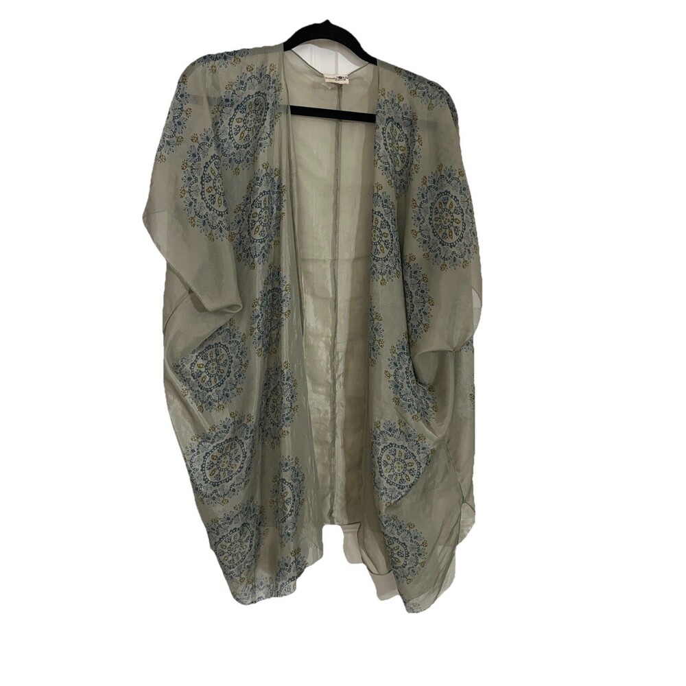 Natural Life Swim Sheer Kimono OS Mandala Boho Peasant Print